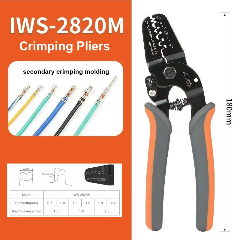 IWISS IWS-2820M Mini Micro Open Barrel Crimping Plier JAM MolexTyco JST Terminals and Connectors Mini Hand Crimper Tool