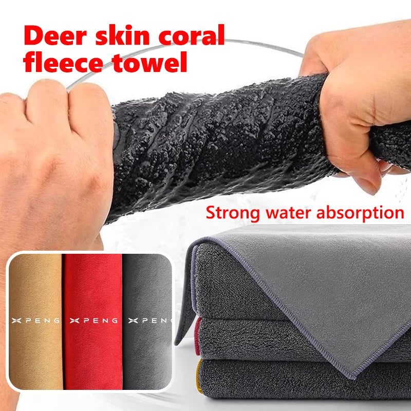 For Xiaopeng Microfiber Car Cleaning Towel Suede Drying Cloth Auto Accessories Xpeng G6 G7 G9 X9 P7 P7i P5 MONA M03 G3 G3i N5