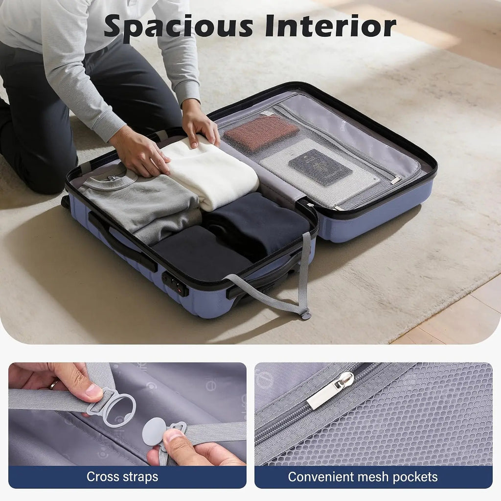 3 Piece Lightweight Expandable Hard Shell Luggage Set Large Checked Suitcase with Spinner Wheels, Customized