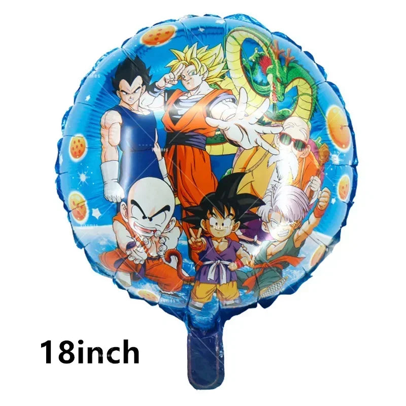 Dragoned Ball Z Balloons Happy Birthday Banner Goku Vegeta Ballons Party Decoration Plate Disposable Tableware Cake Topper Toy