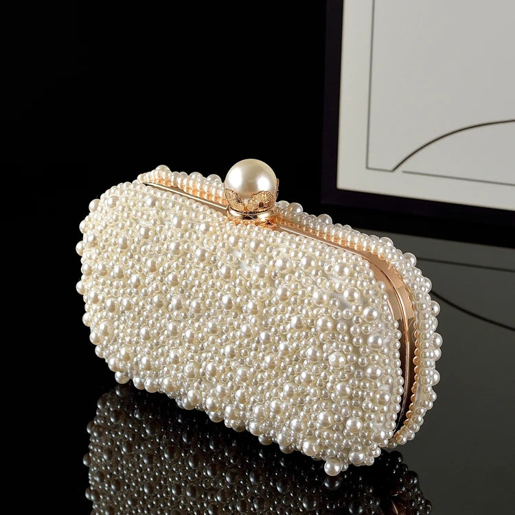 Women's Evening Bag Party / Evening Pearls Pearl White Pink/Beige/White