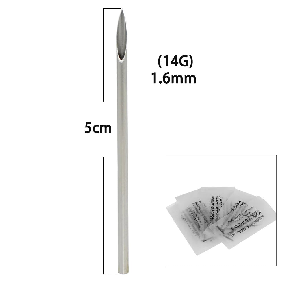 50PC Piercing Jewelry Accessories Sterile Puncture Needle Nose Stud Lip Nail Tool Disinfection Bag Containing Disposable Needle