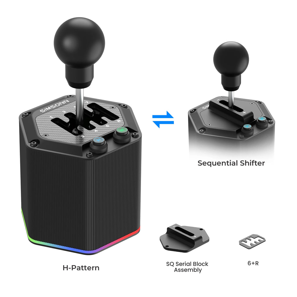 SIMSONN HS Pro Shifter Dual Mode Hybrid H-Pattern/Sequential Shifter with 6+R and 7+R Gears