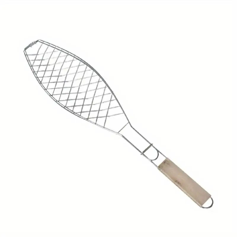 1Pc Barbecue Fish Grill Basket Stainless Steel Wired with Handle Outdoor Kitchen BBQ Tool for Camping