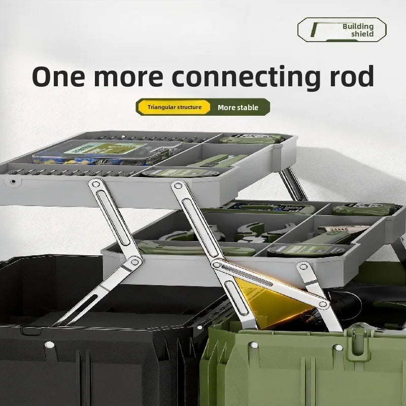Electrician Multi Purpose Storage Case Folding Tool Box Large Capacity Durable Shockproof Heavy Duty Industrial Three Layer
