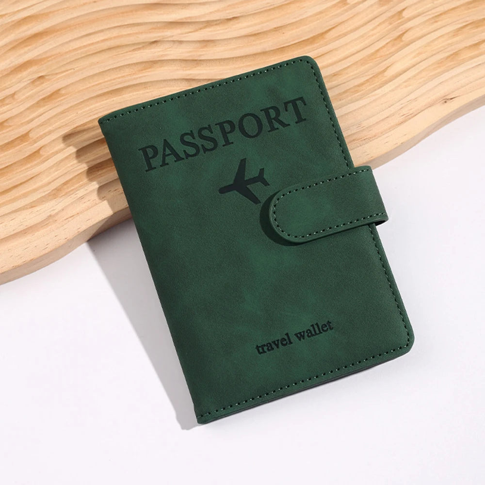 Customized Name PU Men's RFID Passport Holder 2-Style Envelope, Airplane Pattern Printed Anti-Theft Passport Wallet, Minimalist
