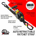 1" X 10ft Automatic Retractable Ratchet Strap 25mm 680kgs Self Retracting Tie Down Auto Retractable Ratchet Straps With S Hook