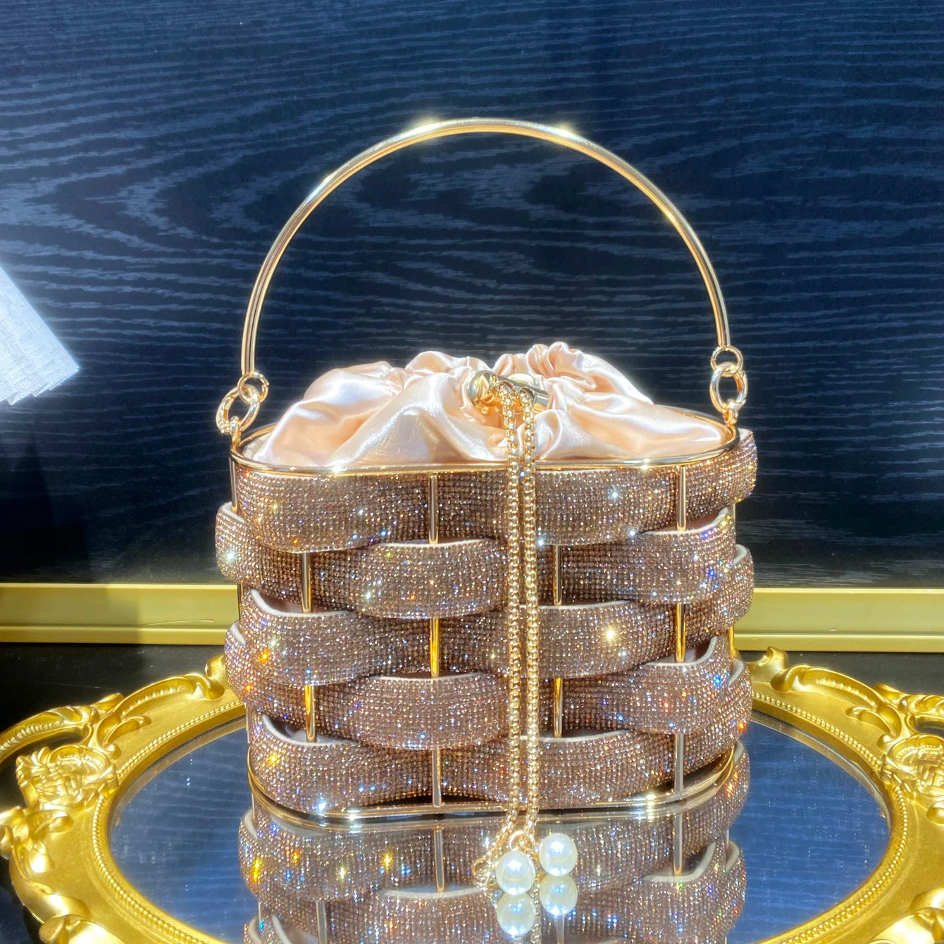 handmade Rhinestones Evening clutch Bag Purses and handbag luxury Designer shoulder bag Shiny Crystal Clutch purse bucket bag