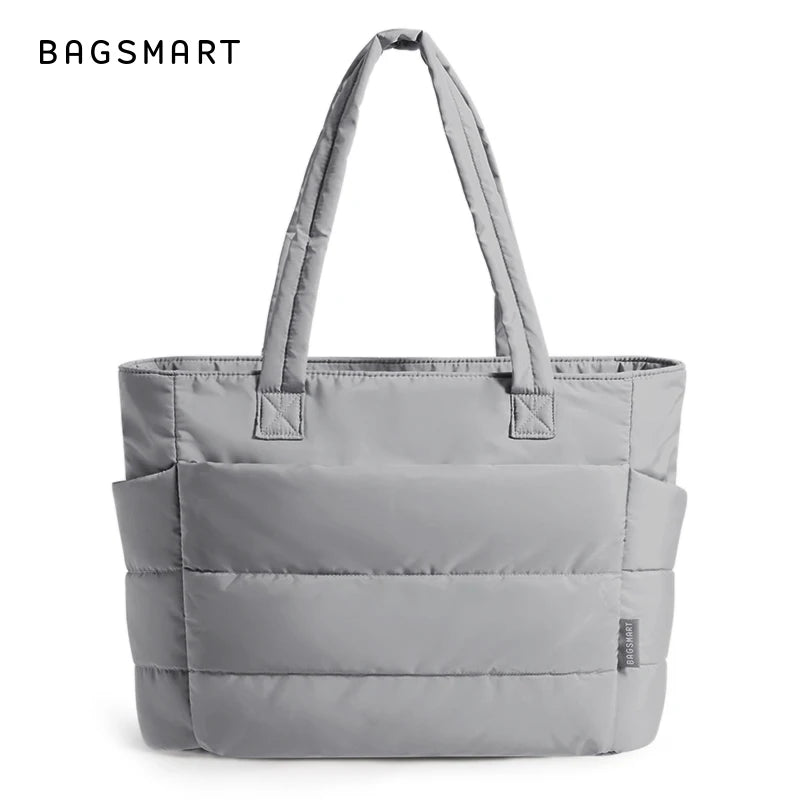 BAGSMART Women's Bag Solid Color Tote Bag Commuting College Padded Shoulder Bag Leisure Simple Female Handbags for Travel
