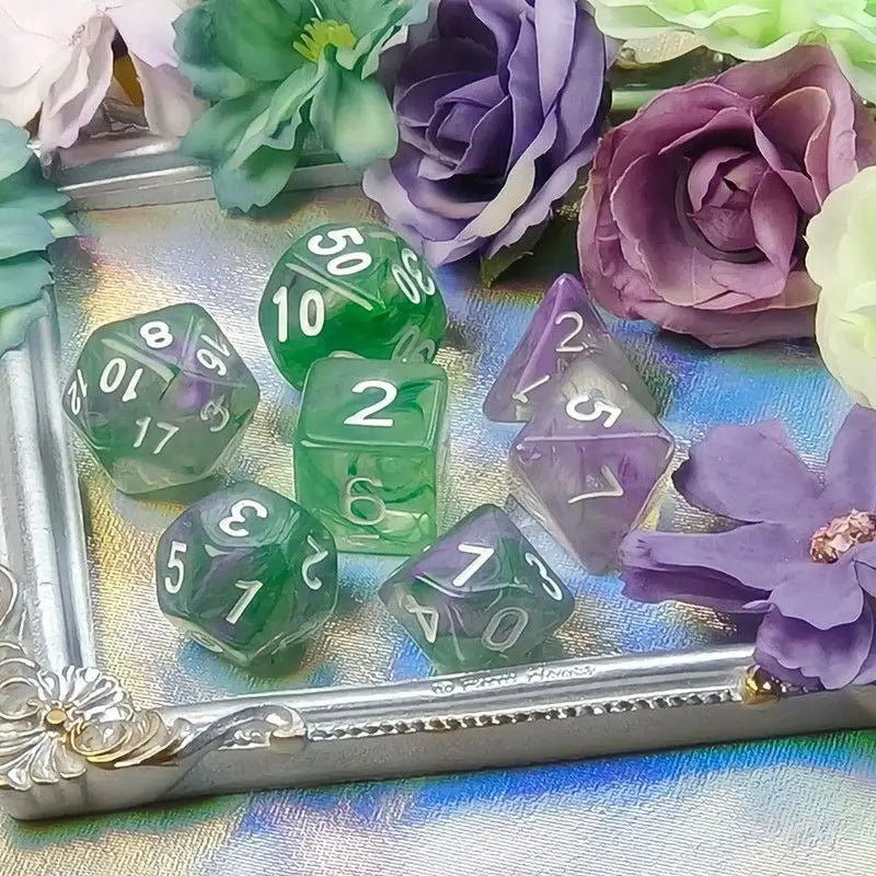 7 Pcs/set Gradient Color  Multi-sided Dice Digital Dice Set Game Accessories