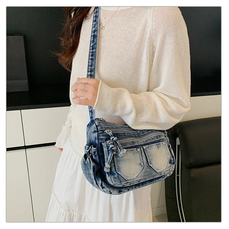 Fashion Casual Women's Crossbody Bag High Quality Denim Shoulder Bags Large Capacity Tote bags Multi Functional Women‘s Handbags