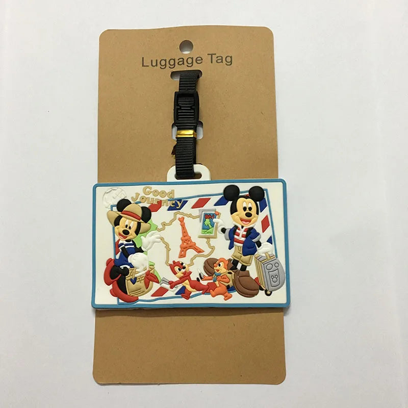 Classic Mickey Mouse Travel Accessories Luggage Tag Silica Gel Suitcase ID Addres Holder Baggage Boarding Tag Portable Label