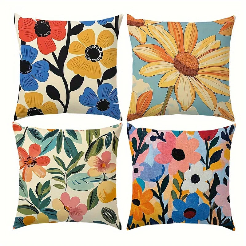 Colorful Floral patterns Double-sided Printed pillow cover Short plush Suitable living rooms bedrooms sofas throw cushion cover