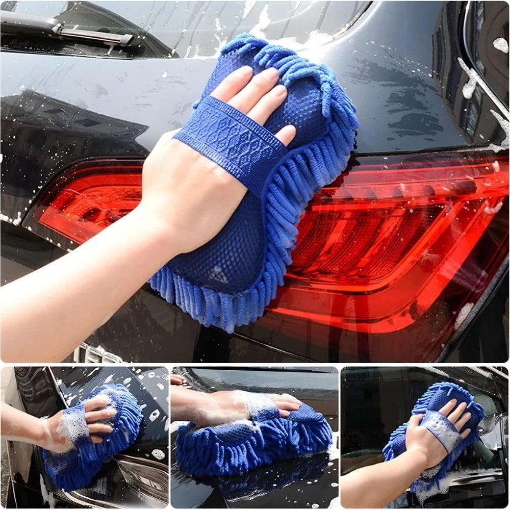 1-4Pcs Chenier Car Wash Sponge Car Gloves Automatic Washing Towel Gloves Ultra-fine Fiber Care Washing Brush Pad Cleaning Tool