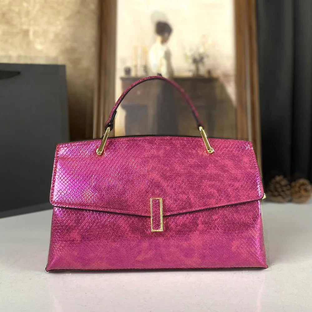 2026 Popular Crossbody Bag Versatile, Glossy Temperament, Snake Pattern Handbag, Shoulder Bag, Casual and Versatile