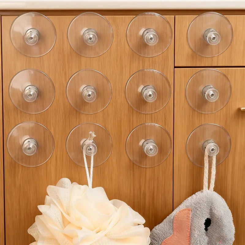 Plastic Suction Cups Hook 25/32/41mm Clear PVC Sucker Pads Strong Adhesive Suction Holder With Screw Nut Home Organizer Hooks