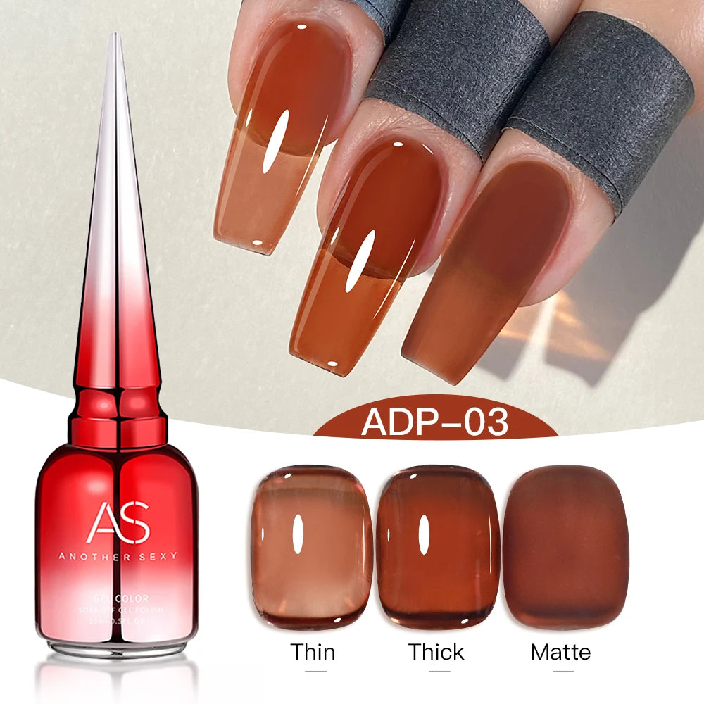 AS 15ml Translucent Amber Gel Nail Polish Brown Colour Varnish Gel Long Lasting Semi Permanent Tortoiseshell Nails Vernis