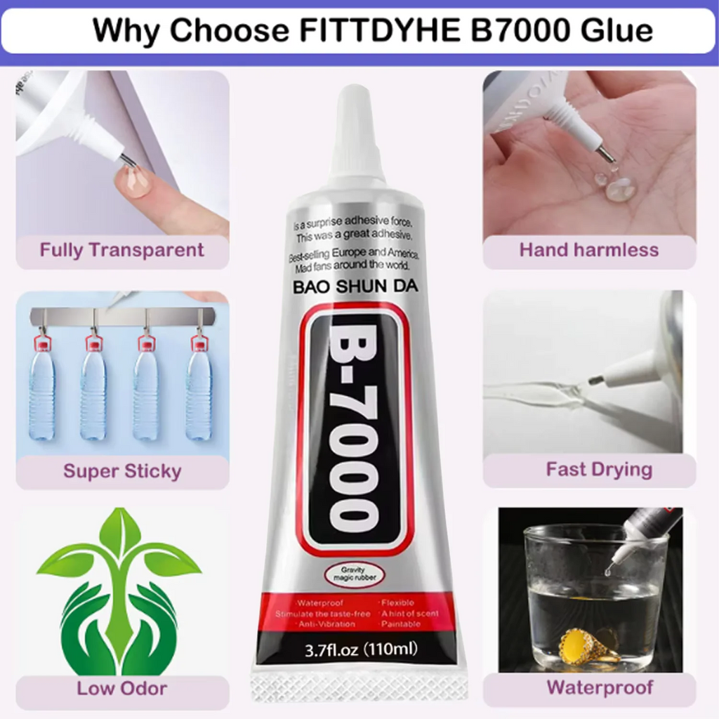 B7000 Jewelry Adhesive Liquid Ounce Transparent Adhesive - Used for rhinestones, mobile phone repairs, nail art, glass, jewelry.