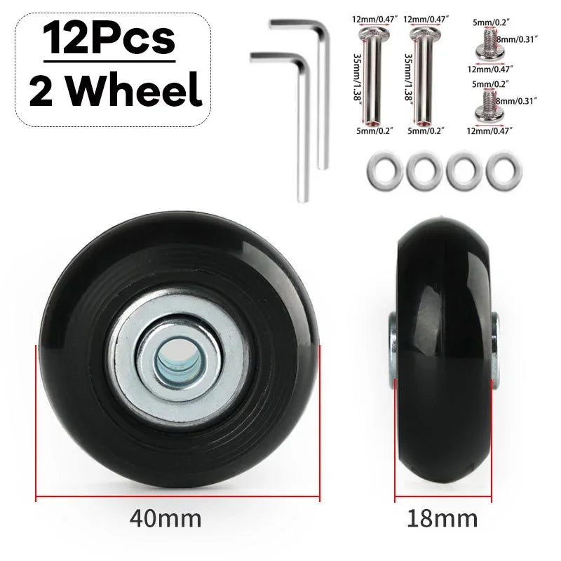 Silent Suitcase Wheels Rubber Trolley Luggage Casters High-Quality Durable Travel Bag Wheel Repair Accessories for Quiet Rolling