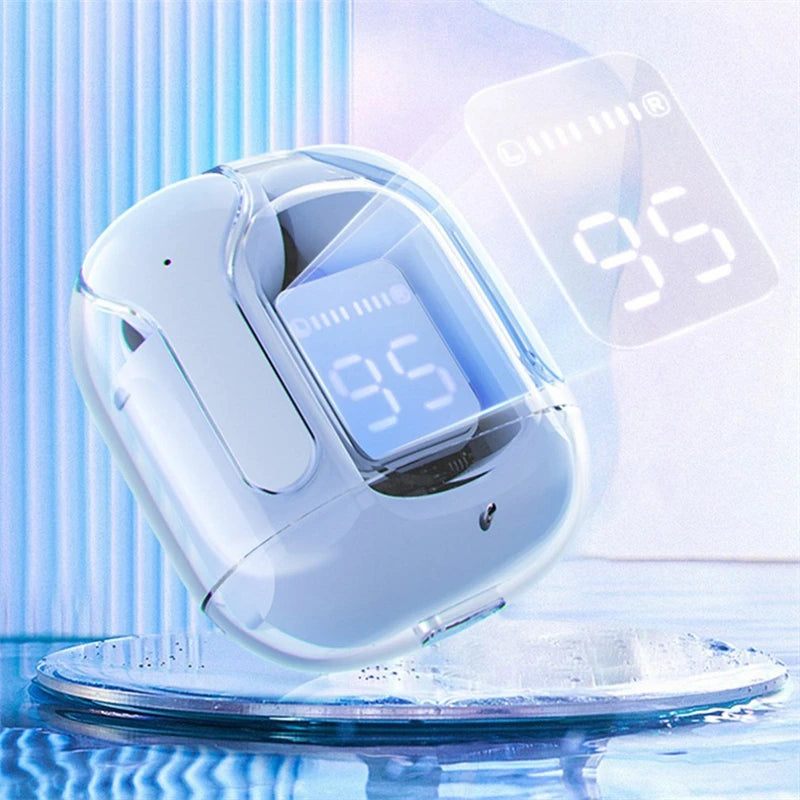 BT30 Wireless Bluetooth Headset Transparent Design with LED Digital Display Stereo Sound TWS Earphone for Sports Working-Air