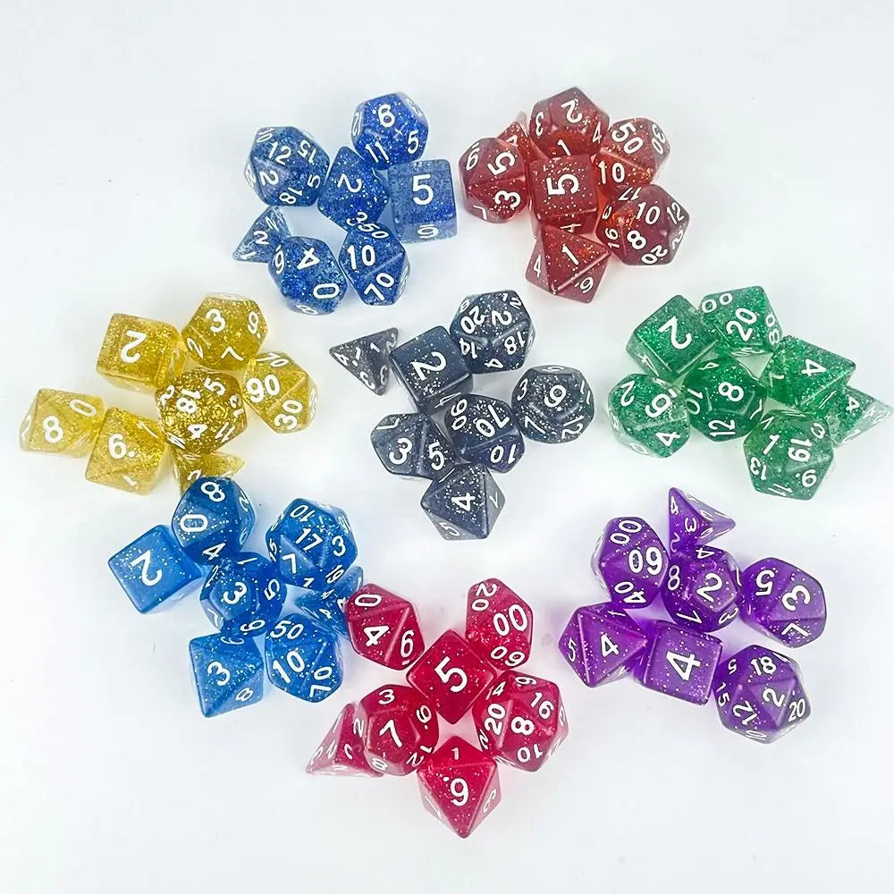 7Pcs Digital Dice Set Double Colors Acrylic Table Game Opaque Polyhedral Dices for DND Dice Tabletop Role-Playing Game Dice Gift