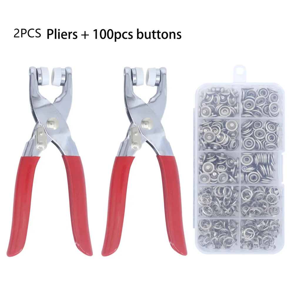 Five-prong Button Installation Tool Snap Tool Kit Metal Snap Ring Belt Fastening Pliers Clamping Tool Kit For Garment Sewing