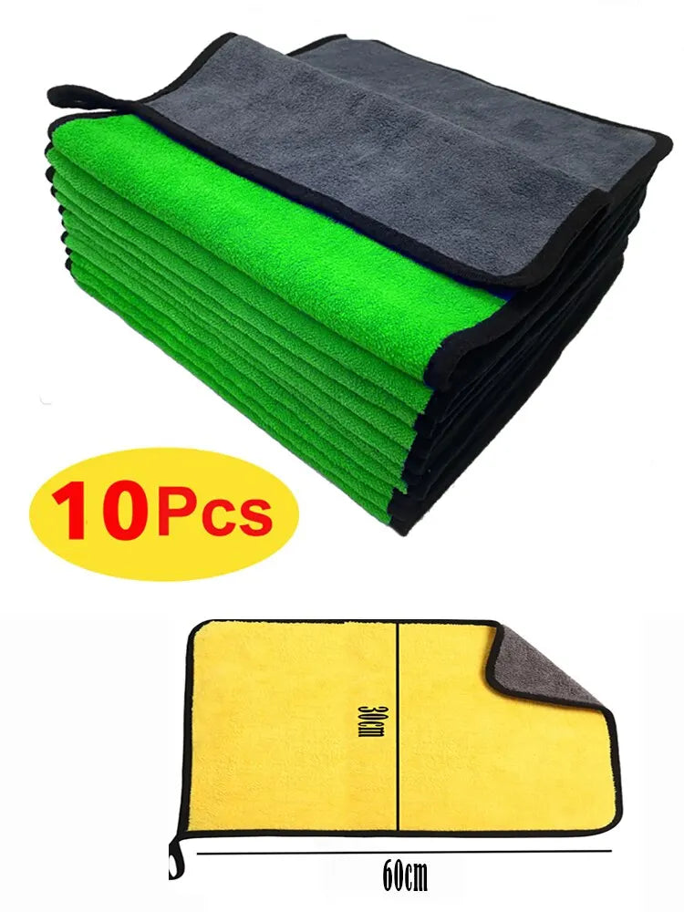 10PCS Car Wash High End Microfiber Towel Car Cleaning Drying Cloth Hemming Car Care Cloth Detailing Wash Towel