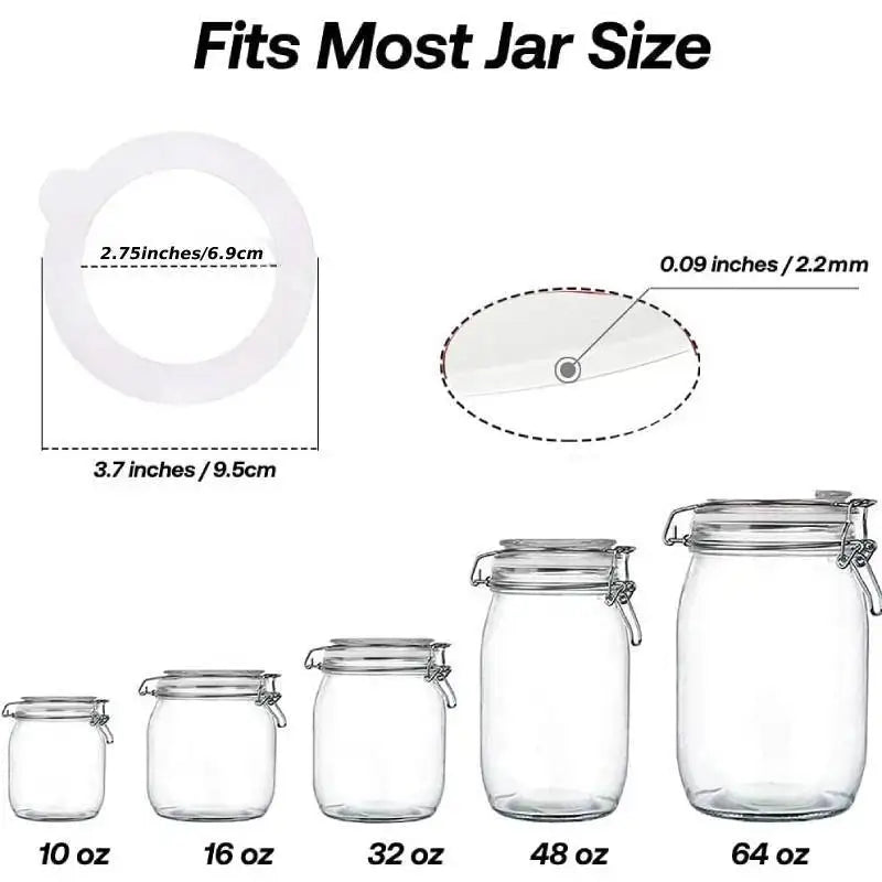 5pcs Silicone Replacement Gasket Airtight Rubber Seals Rings Leak-Proof Canning Seals for Glass Clip Top Jars Storage Containers