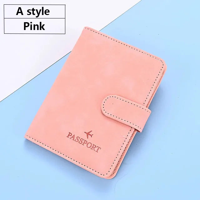 Soft PU Leather Multi Slot Passport Cover with Airplane Logo Snap Closure SIM Card Holder Travel ID Document Ticket Wallet