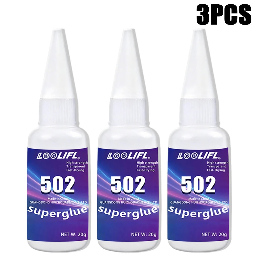502 Super Instant Glue High Strength Fast Dry Clear Repair Universal Cyanoacrylate Adhesive for Metal Plastic Wood Ceramic Glass