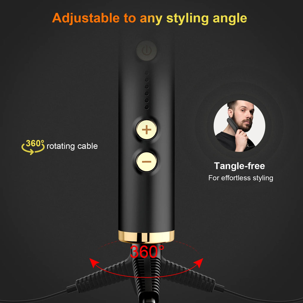 ANLAN Beard Hair Straightening Brush Hot Heated Comb Men Beard Multifunctional Straightener Ceramic Comb Quick Hair Styler
