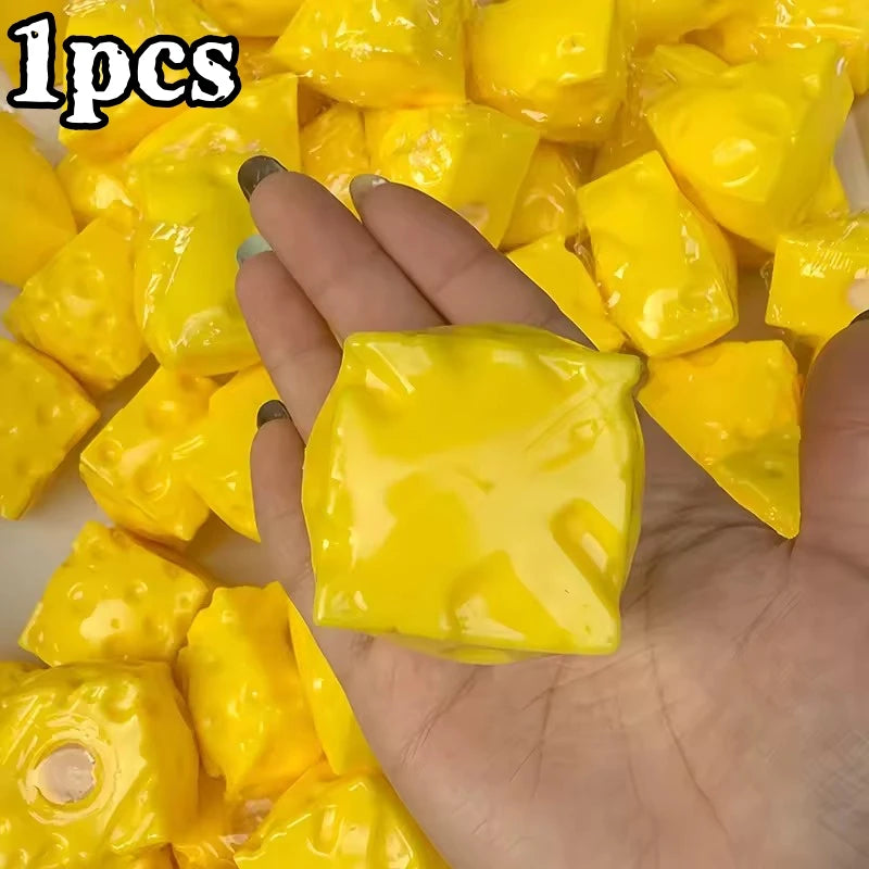 Mini Cheese Cube Squishy Fidget Toys Homemade Soft Crispy Sound Stress Ball Squeeze Toy Adults Sensory Anti Stress Toys Gift