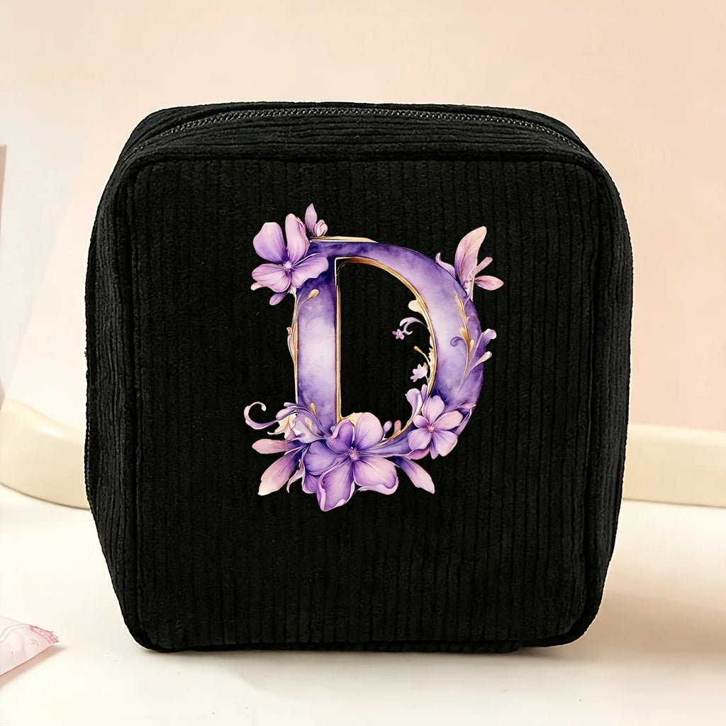 New Fashionable Purple Letter-Patterned Sanitary Napkin Storage Bag, Multifunctional Portable Travel and Daily Storage Bag, Ideal Gift Choice for Girls