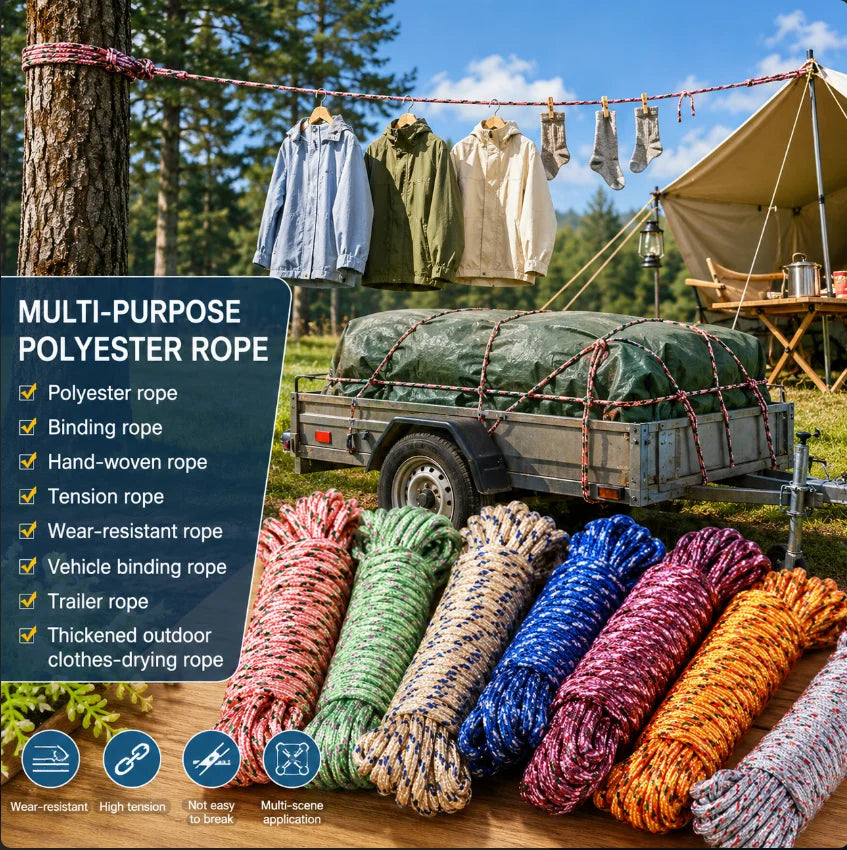 10m Random Color Thickened Nylon Clothesline Portable Drying Rack Suitable for Laundry and Bedding for Balcony Sunbathing