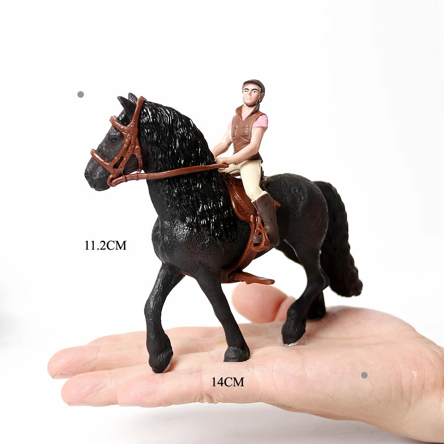 Realistic Equestrian Rider Horse with Saddle and Bridle Riding Playset Model Figures Decoration Educational Toys for Kids