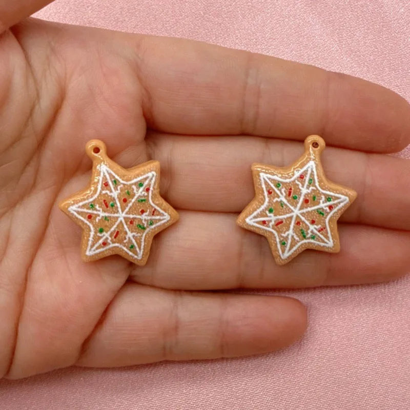20pcs Christmas atmosphere decoration, pink snowflake pentagram Christmas tree resin hanging decoration