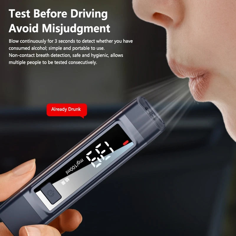 Lenovo Portable Alcohol Breathalyzer Tester Digital LCD Display High Accuracy Car Drunk Driving Detector for Personal Family Use