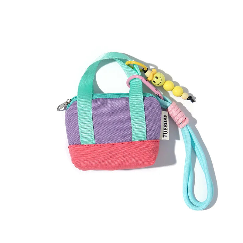 Dopamine, Pink, Mini, Earphone Case, Anti-lost, Storage Bag, Data Cable Organizer Bag, Keychain,Sweet and Girly Accessories