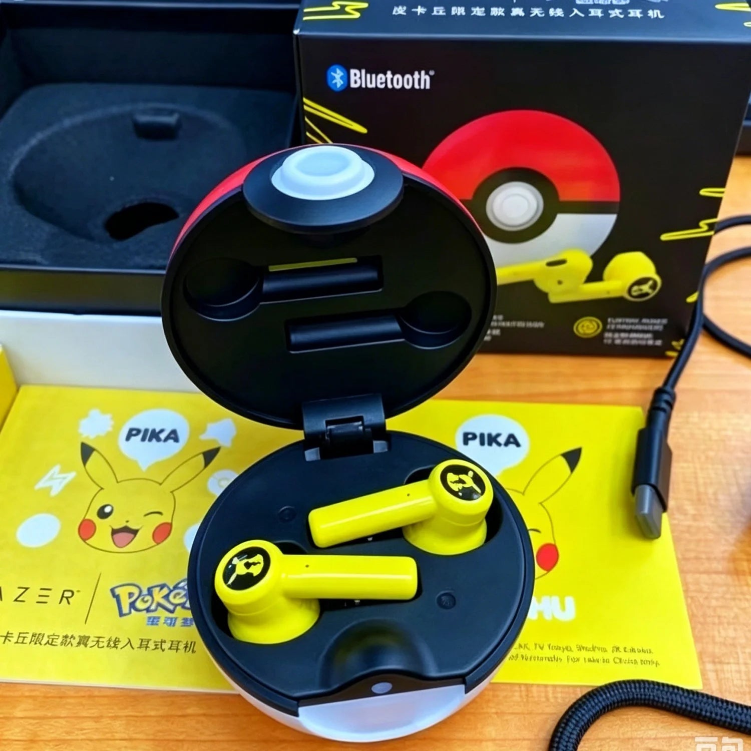 Razer Pikachu Earphones Wireless earbuds Bluetooth headphones Tws Touch Gaming Earbuds Pokeball for Iphone 18 Xiaomi android