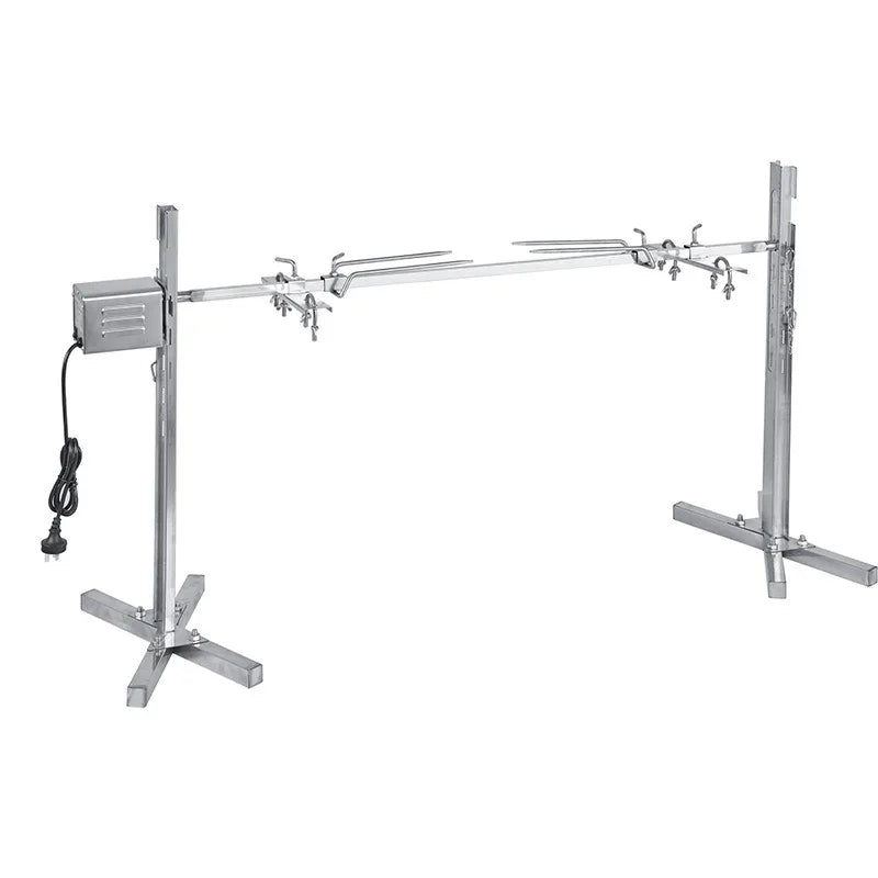Electric BBQ Rotisserie Grill Kit Height Adjustable Universal Roaster Stand Stainless Steel Grilling Kit Spit Rod for Pig Lamb