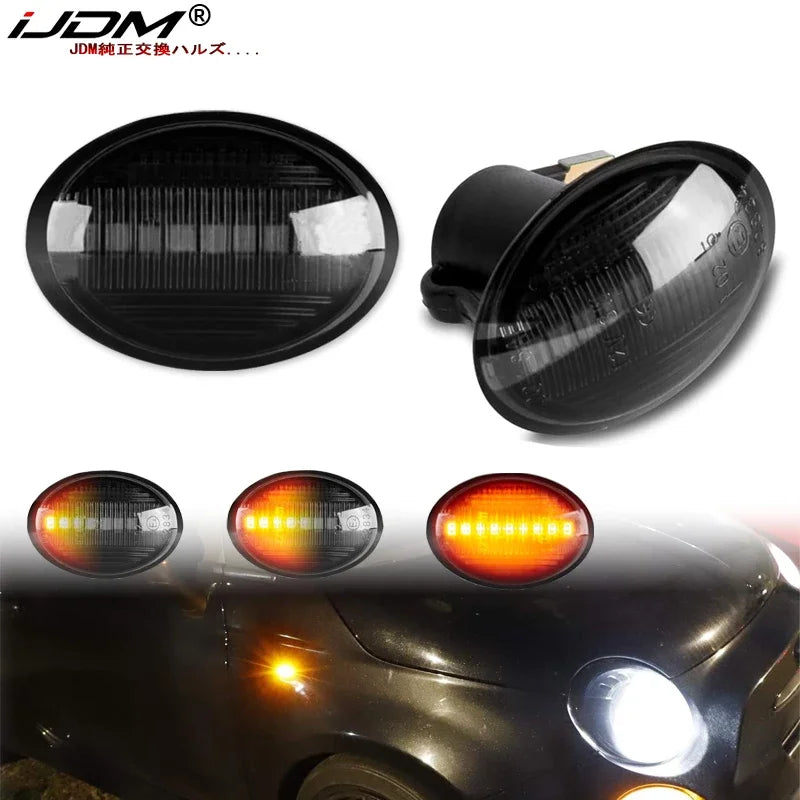 iJDM for Fiat 500 500e 500c Abarth Ford KA Lancia Lybra Ypsilon Fender Side Marker Light Amber Dynamic Turn Signal Light 07-19