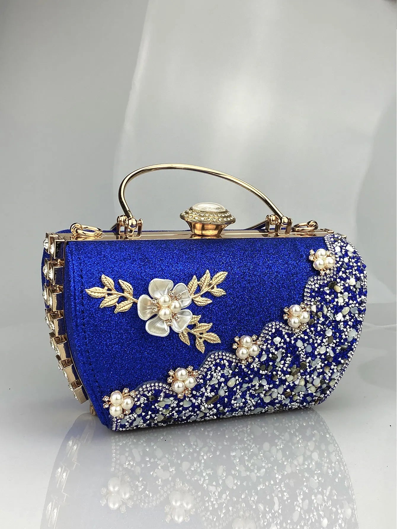 princess bag with metal rhinestone embellishments, evening party dress handbag, elegant women's handbag