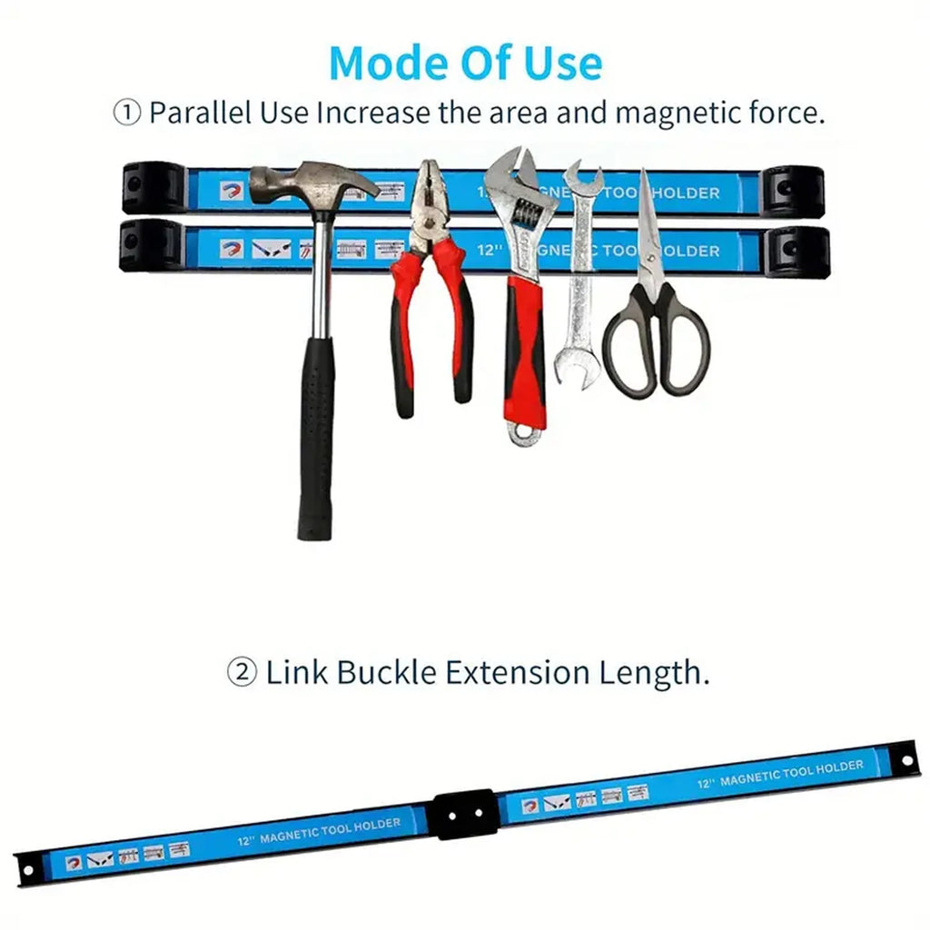 Strong Magnetic Tool Holder Heavy-duty Magnet Tool Bar Wrench Garage Organizer Wall Mounted Tool Storage Bar Strip Rack