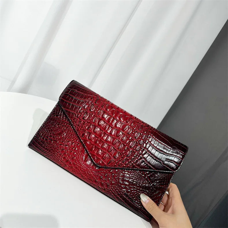 Women Hot Sales Crocodile Handbag  Female Alligator Pattern Leather Clutches Purse Crossbody Shoulder Bag Evening Bags