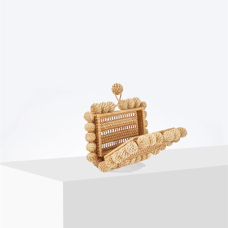Women natural cane bag Rattan clutch Bag For luxury Wedding Party Purse summer beach Wicker Handbag Designer 2024 new