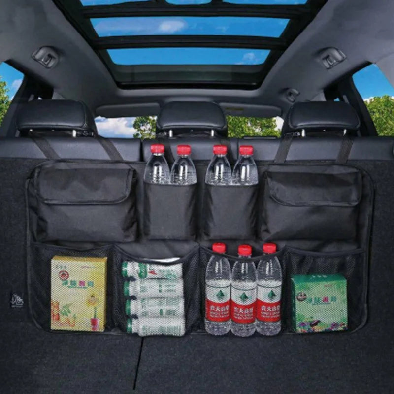 Car Trunk Organizer Universal Adjustable Backseat Storage Bag Net High Capacity Hanging Organizers for Jeeps SUVs Vans
