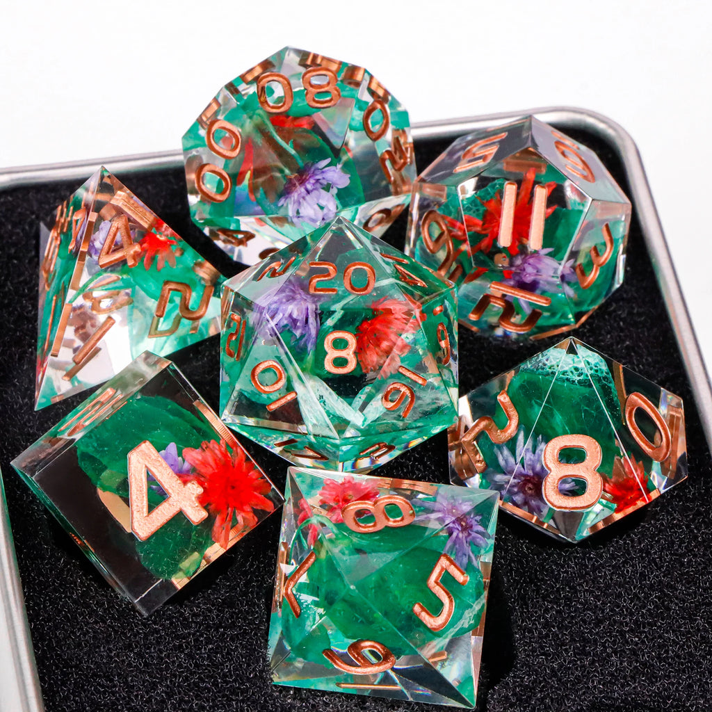 Blue Resin D&D Dice Set 7pcs Polyhedral Dice for Dungeons and Dragons, RPG Dice Role Playing Games D4, D6, D8, D10, D12, D20