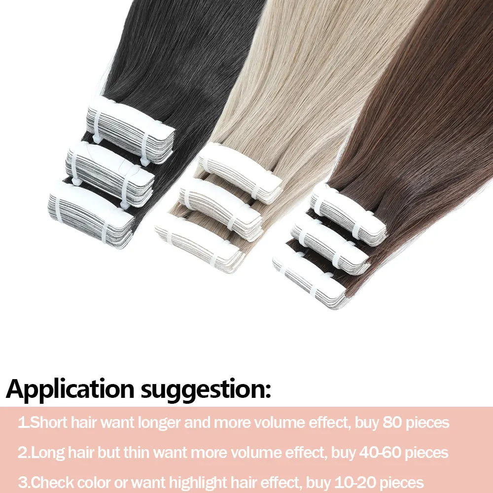 26" Straight Tape In Hair Extensions 20pcs 50 Grams Heat Resistant Fiber Colored Tape In Hair Double Sided Adhesives Hair