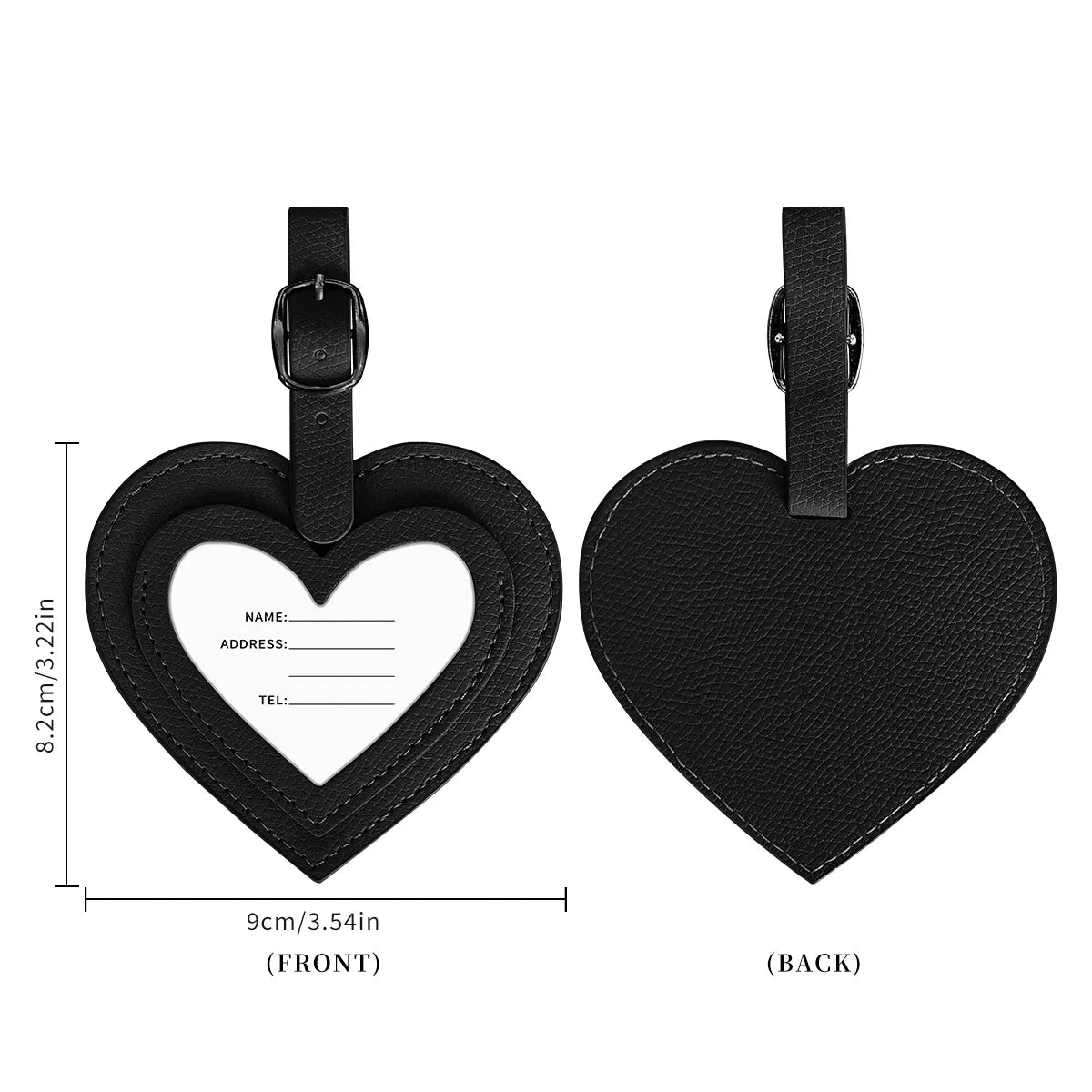 Pu Leather Simple Luggage Tag for Women Men Colorful PU Heart-shaped Boarding Pass Anti Loss Hanging Card Tags