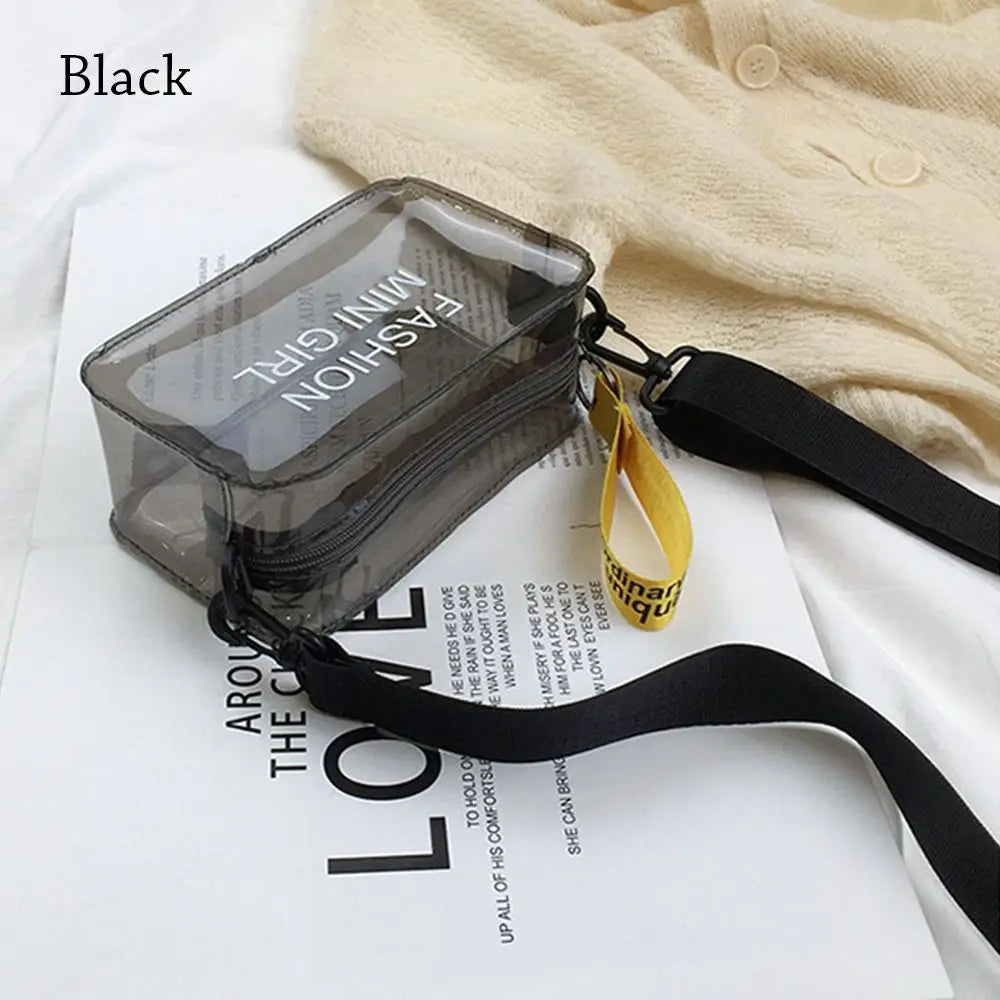 Transparent Laser Crossbody Bag for Women Candy Color Letter Fashion Mini Shoulder Messenger Bag PVC Jelly Small Tote Bag